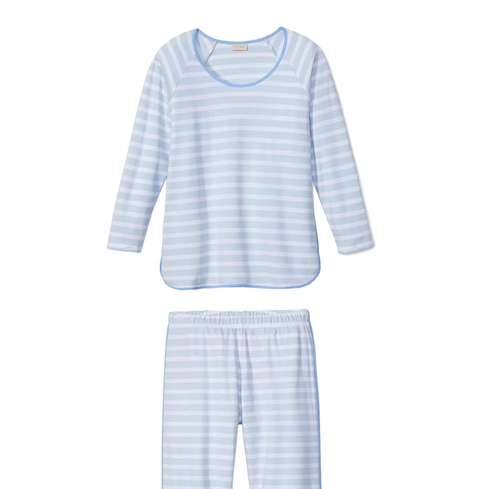 Lake Pajamas Pima Long-Cropped Set in Seaside